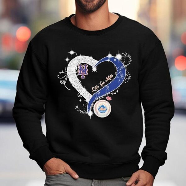 New York Mets Let’s Go Mets Heart Crystal Shirt