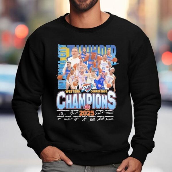 Oklahoma City Thunder Nba Western Conference Champions 2025 Signatures Shirt