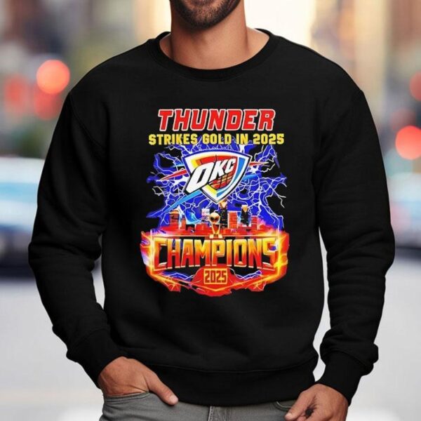 Oklahoma City Thunder Strikes Gold In 2025 Champion Lightning Shirt