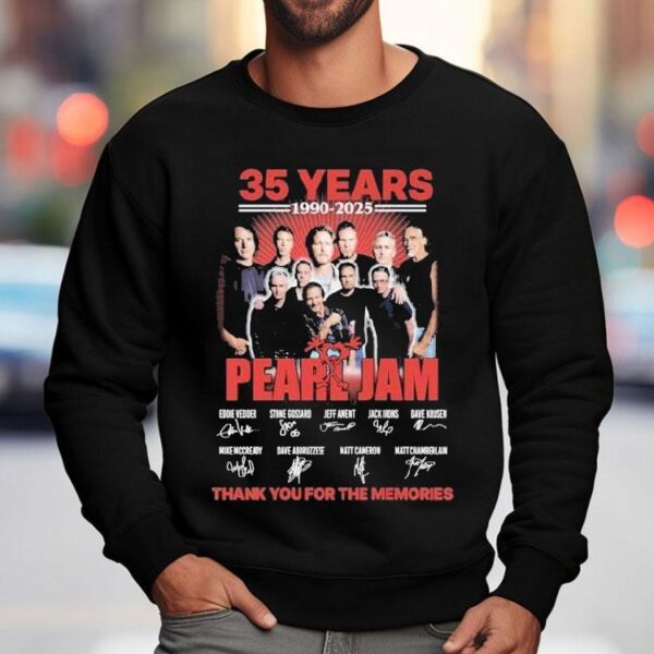Pearl Jam 35 Years 1990 2025 Thank You For The Memories Signatures Shirt