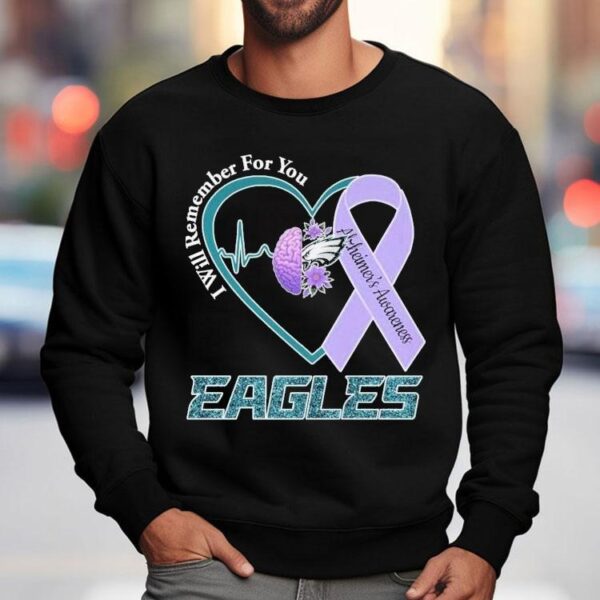 Philadelphia Eagles Philly I Will Remember For You Alzheimer’s Awareness Heartbeat Brain Shirt