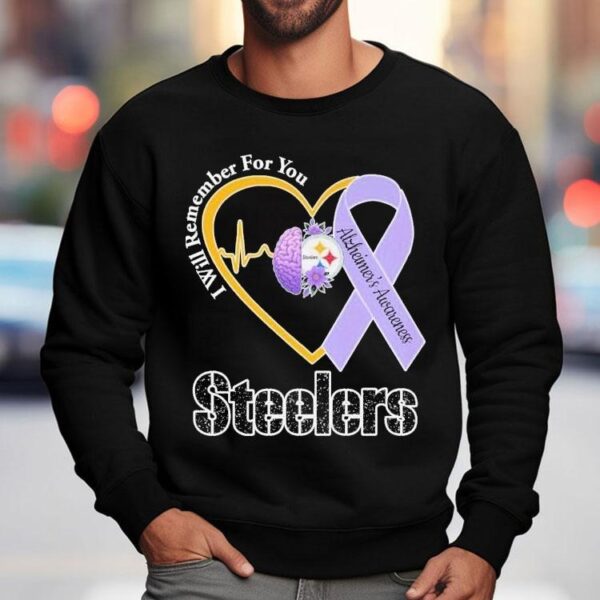 Pittsburgh Slers I Will Remember For You Alzheimer’s Awareness Heartbeat Brain Shirt