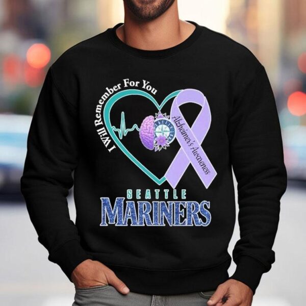 Seattle Mariners I Will Remember For You Alzheimer’s Awareness Heartbeat Brain Shirt