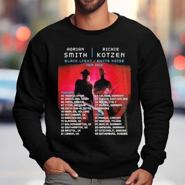 Smith Kotzen Tour 2026 Black Light White Noise Featuring Europe Dates And Red Neon Rock Duo Shirt