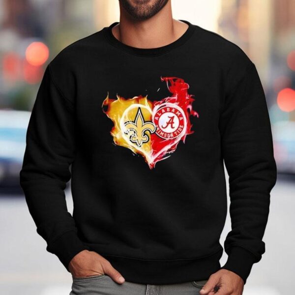 Smoke Heart Saint New Orleans And Alabama Crimson Tide Shirt