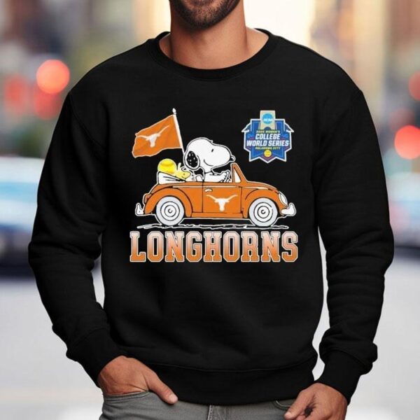 Snoopy And Woodstock Driving Car Texas Longhorns Ncaa 2025 Women’s College World Series Oklahoma City Shirt