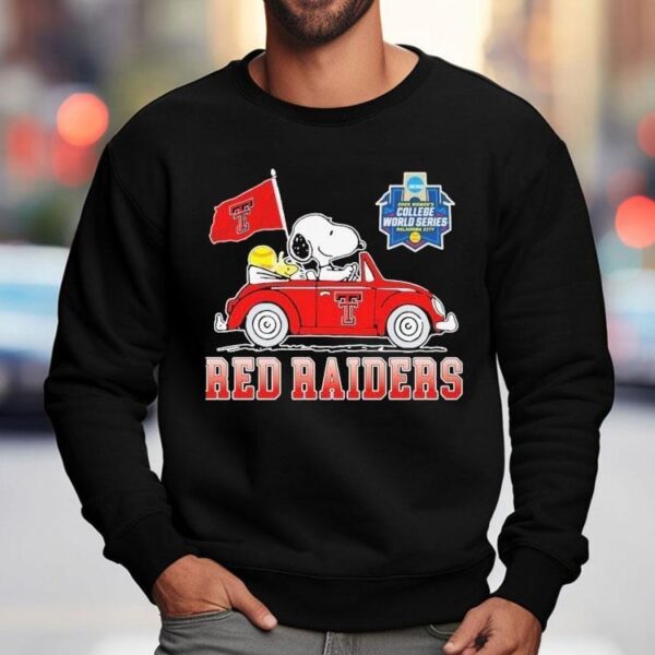 Snoopy And Woodstock Driving Car Texas Tech Red Raiders Ncaa 2025 Women’s College World Series Oklahoma City Shirt