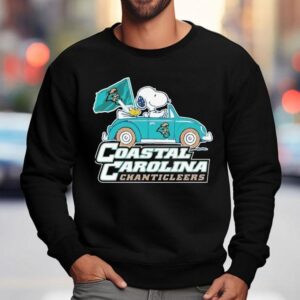 Snoopy And Woodstock The Peanuts Driving Car Coastal Carolina Chanticleers Sweatshirt