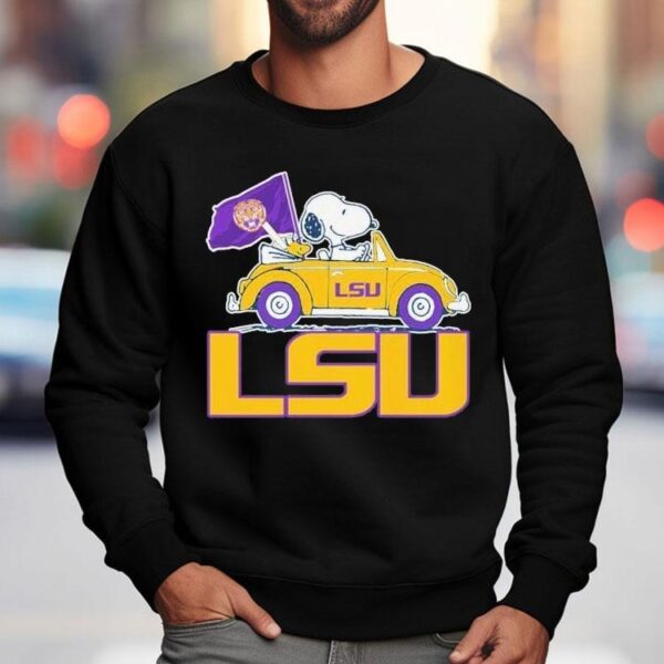 Snoopy And Woodstock The Peanuts Driving Car Lsu Tigers Shirt