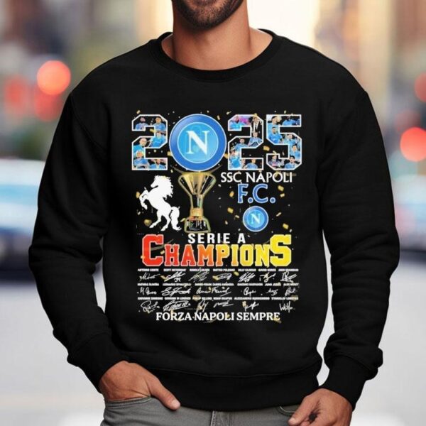 Ssc Napoli Fc Serie A Champions Forza Napoli Sempre 2025 Signatures Trophy Shirt