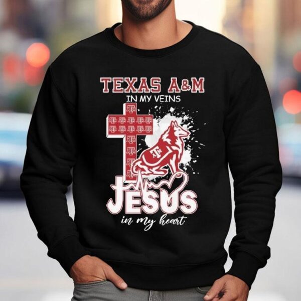 Texas Am Aggies In My Veins Jesus In My Heart Mascot Shirt
