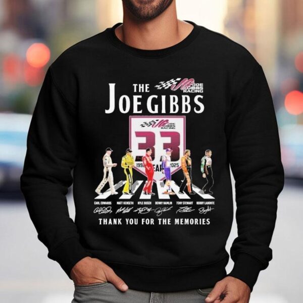 The Joe Gibbs Racing 33rd Anniversary 1992-2025 Thank You For The Memories Road Abbey Signatures Shirt