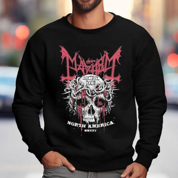 The True Mayhem Crown Of Thorns Decibel Tour 2025 North American Skull Shirt