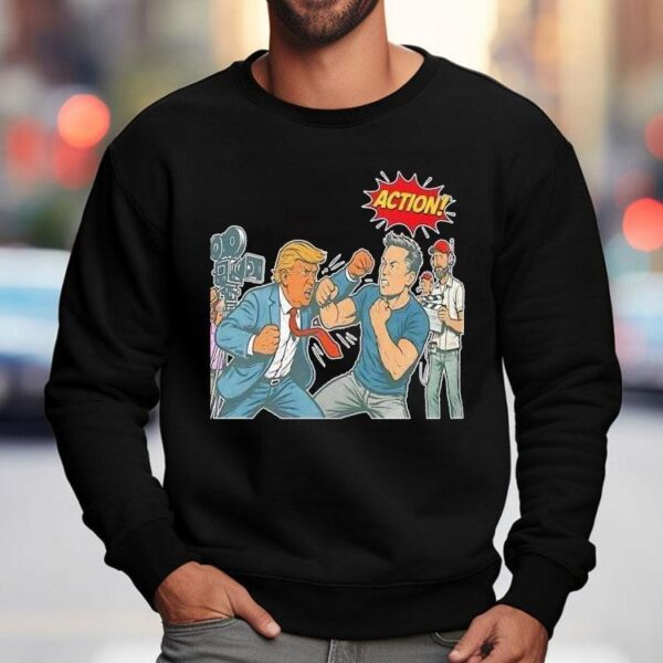 Trump Vs Musk Fake Fight Action Shirt