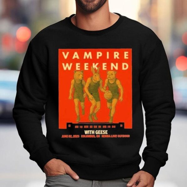 Vampire Weekend Only God Was Above Us Tour At Kemba Live In Columbus Oh On June 2 2025 Bear Bunny Dog Shirt