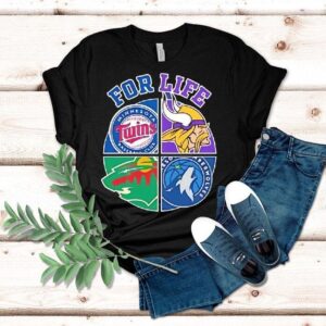 For Life Minnesota Vikings Twins Timberwolves And Wild Circle Logos Shirt