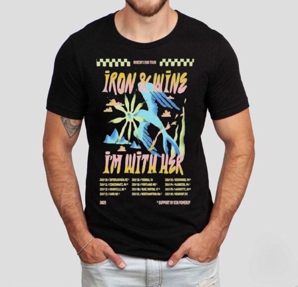 Iron Wine I’m With Her In Cincinnati, Oh July 11, 2025 Tour Dates Shirt
