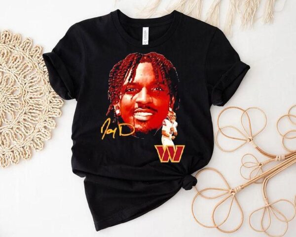 Jayden Daniels Big Face Washington Commanders Football Signature Shirt