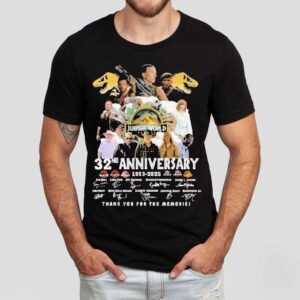 Jurassic World 32nd Anniversary 1993-2025 Thank You For The Memories Signatures Shirt