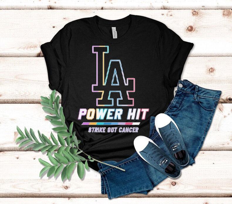 Los Angeles Dodgers Power Hit Strike Out Cancer Shirt 4 Los Angeles Dodgers Power Hit Strike Out Cancer Tshirt