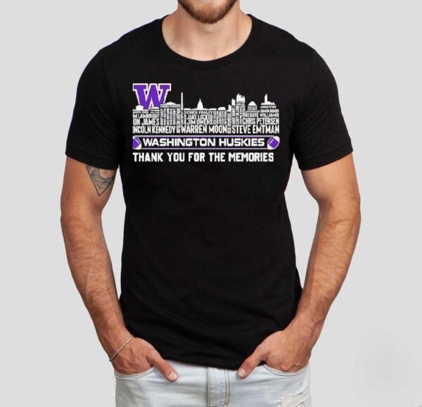 Washington Huskies City Skyline All Names Of Legend Thank You For The Memories Shirt