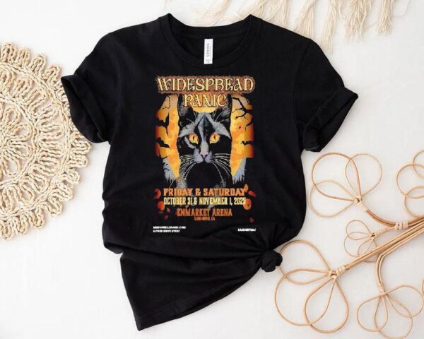 Widespread Panic Oct 31 2025 Enmarket Arena In Savannah, Ga Cat Shirt