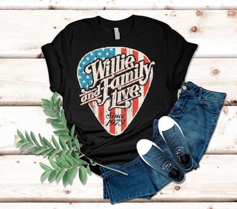 Willie Nelson Willie And Family Live Since 1973 Guitar Pick Logo Shirt 4 Willie Nelson Willie And Family Live Since Guitar Pick Logo Tshirt