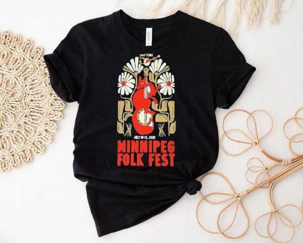 Winnipeg Folk Festival July 10-13 2025 50 Years Fox Guitar Shirt