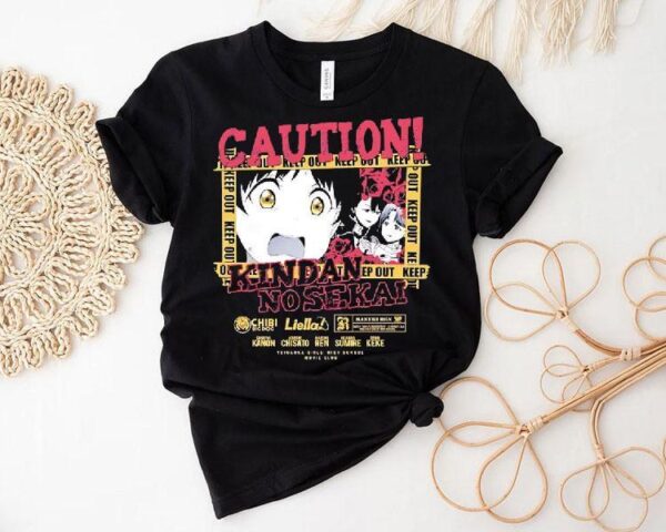 Caution Kindai No Sekai Keep Out Anime Shirt