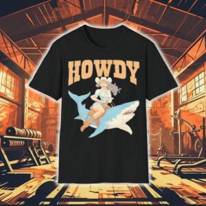 Cowgirl Riding Shark Rodeo Tshirt
