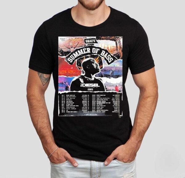 Dj Diesel Summer Of Bass Tour 2025 Dates With Shaquille O’neal Performing Live Worldwide Featuring Collage Festival Shirt