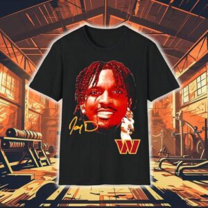 Jayden Daniels Big Face Washington Commanders Football Signature Tshirt