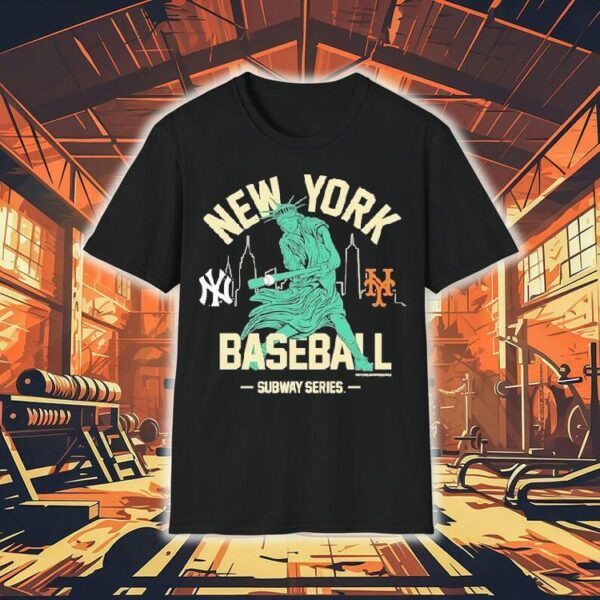 New York Yankees Vs. New York Mets Subway Series Swinging Liberty Shirt