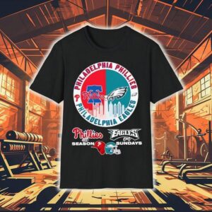 Philadelphia Phillies All Season And Philadelphia Eagles On Sundays Circle Logo Tshirt