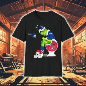 The Grinch Santa Toilet Seattle Seahawks Shit On Other Teams Los Angeles Rams Arizona Cardinals San Francisco 49ers Christmas Shirt