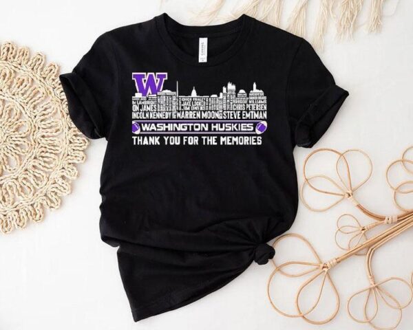 Washington Huskies City Skyline All Names Of Legend Thank You For The Memories Shirt