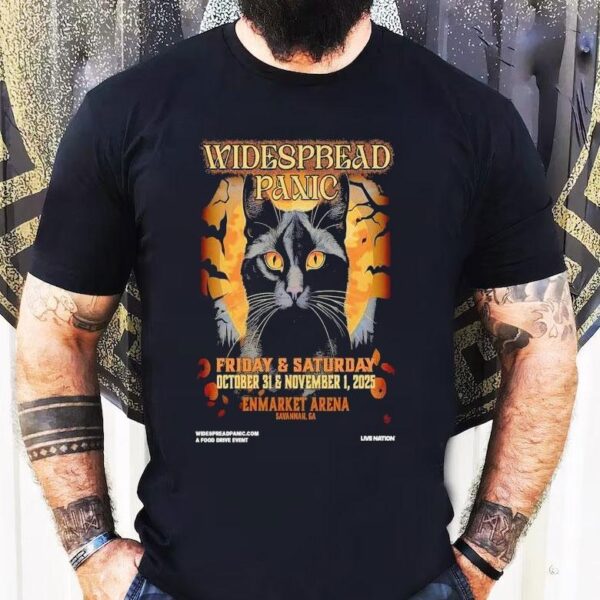 Widespread Panic Oct 31 2025 Enmarket Arena In Savannah, Ga Cat Shirt
