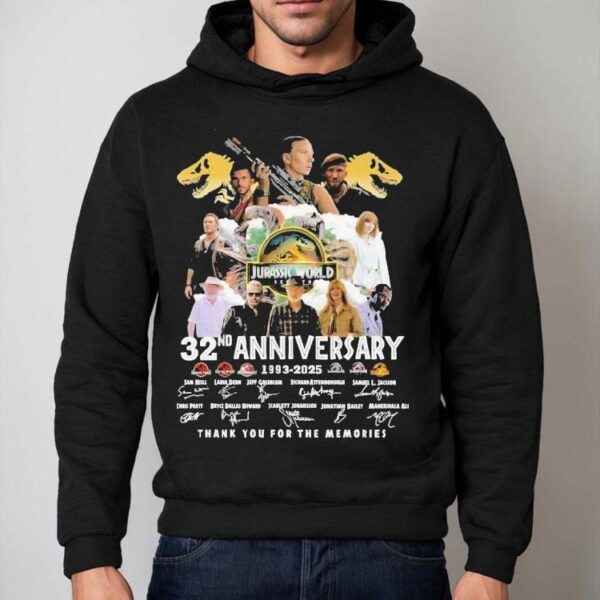 Jurassic World 32nd Anniversary 1993-2025 Thank You For The Memories Signatures Shirt