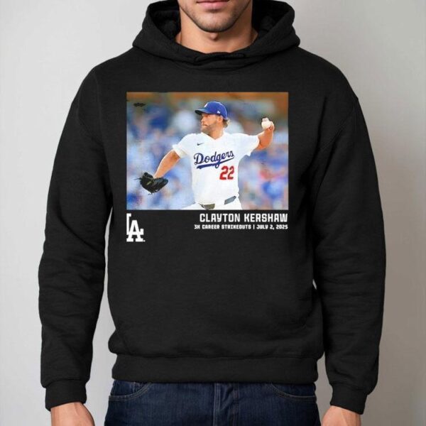 Los Angeles Dodgers Clayton Kershaw Black 3k Career Strikeouts Shirt