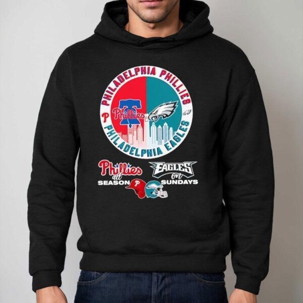 Philadelphia Phillies All Season And Philadelphia Eagles On Sundays Circle Logo Shirt