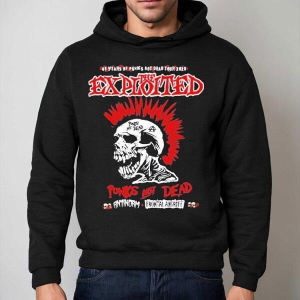 The Exploited Punks Not Dead 45 Years Tour 2025 Skull Shirt