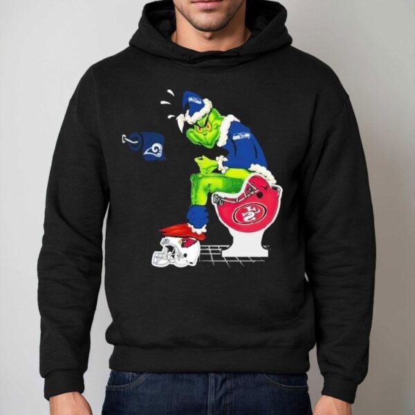 The Grinch Santa Toilet Seattle Seahawks Shit On Other Teams Los Angeles Rams Arizona Cardinals San Francisco 49ers Christmas Shirt