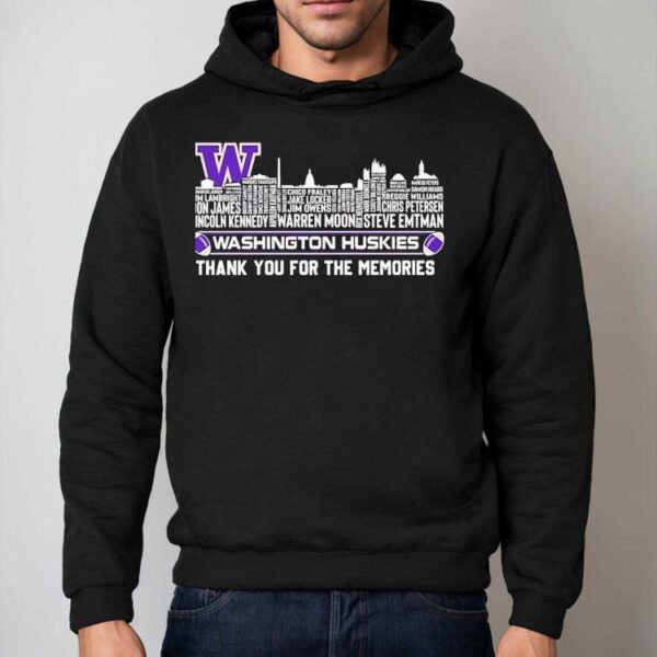 Washington Huskies City Skyline All Names Of Legend Thank You For The Memories Shirt