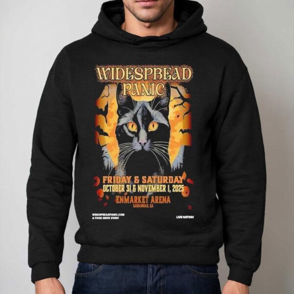 Widespread Panic Oct 31 2025 Enmarket Arena In Savannah, Ga Cat Shirt