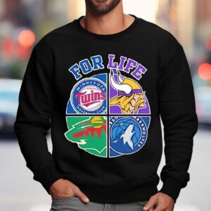 For Life Minnesota Vikings Twins Timberwolves And Wild Circle Logos Sweatshirt