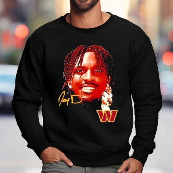 Jayden Daniels Big Face Washington Commanders Football Signature Shirt
