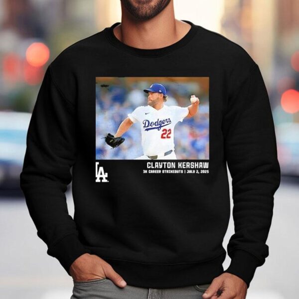 Los Angeles Dodgers Clayton Kershaw Black 3k Career Strikeouts Shirt