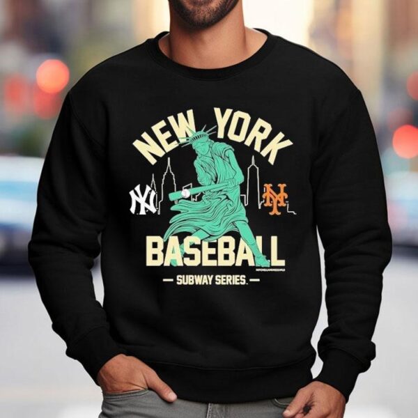 New York Yankees Vs. New York Mets Subway Series Swinging Liberty Shirt