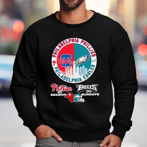 Philadelphia Phillies All Season And Philadelphia Eagles On Sundays Circle Logo Shirt