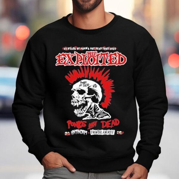 The Exploited Punks Not Dead 45 Years Tour 2025 Skull Shirt